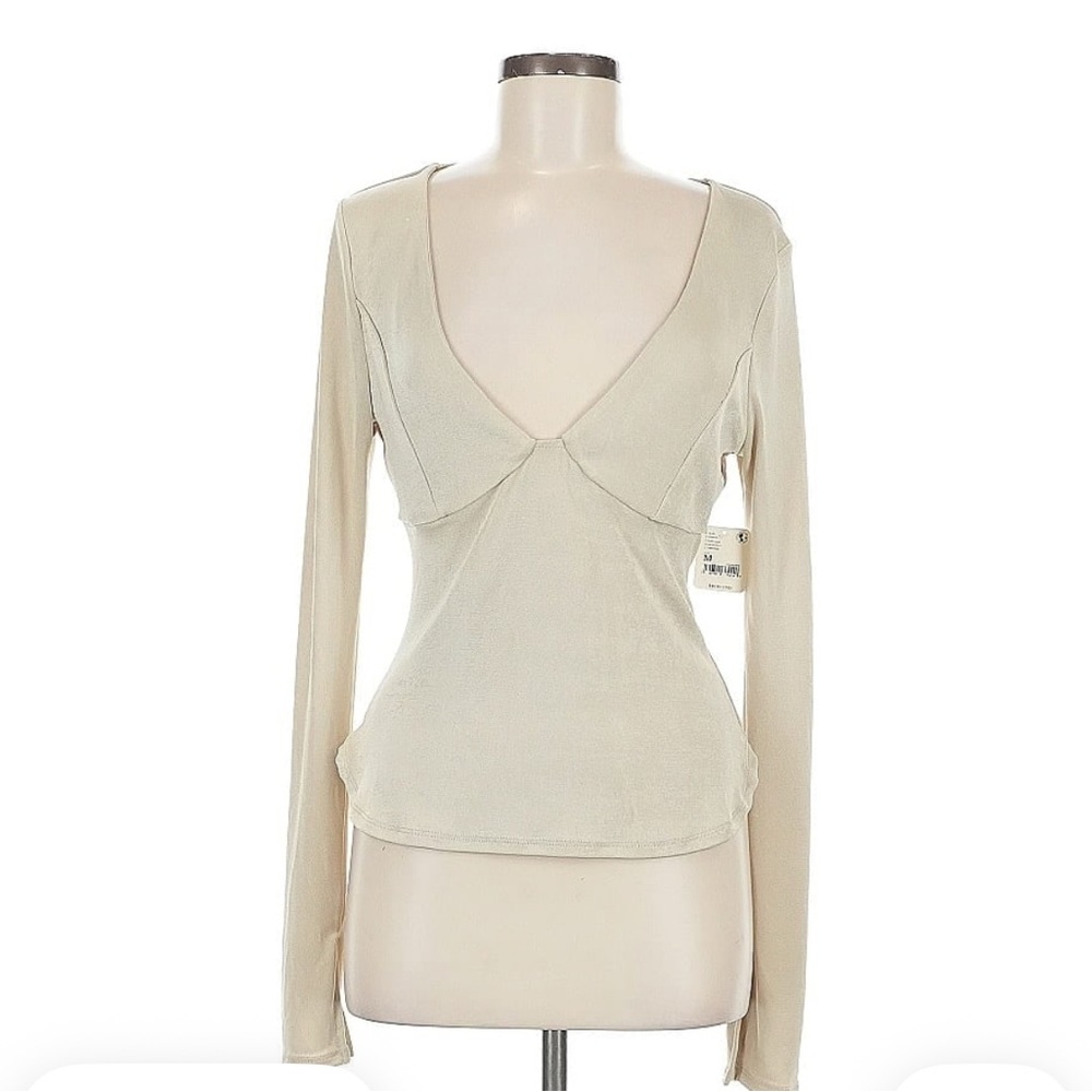 Intimately by Free People Elegant Cream Long Sleeve Blouse